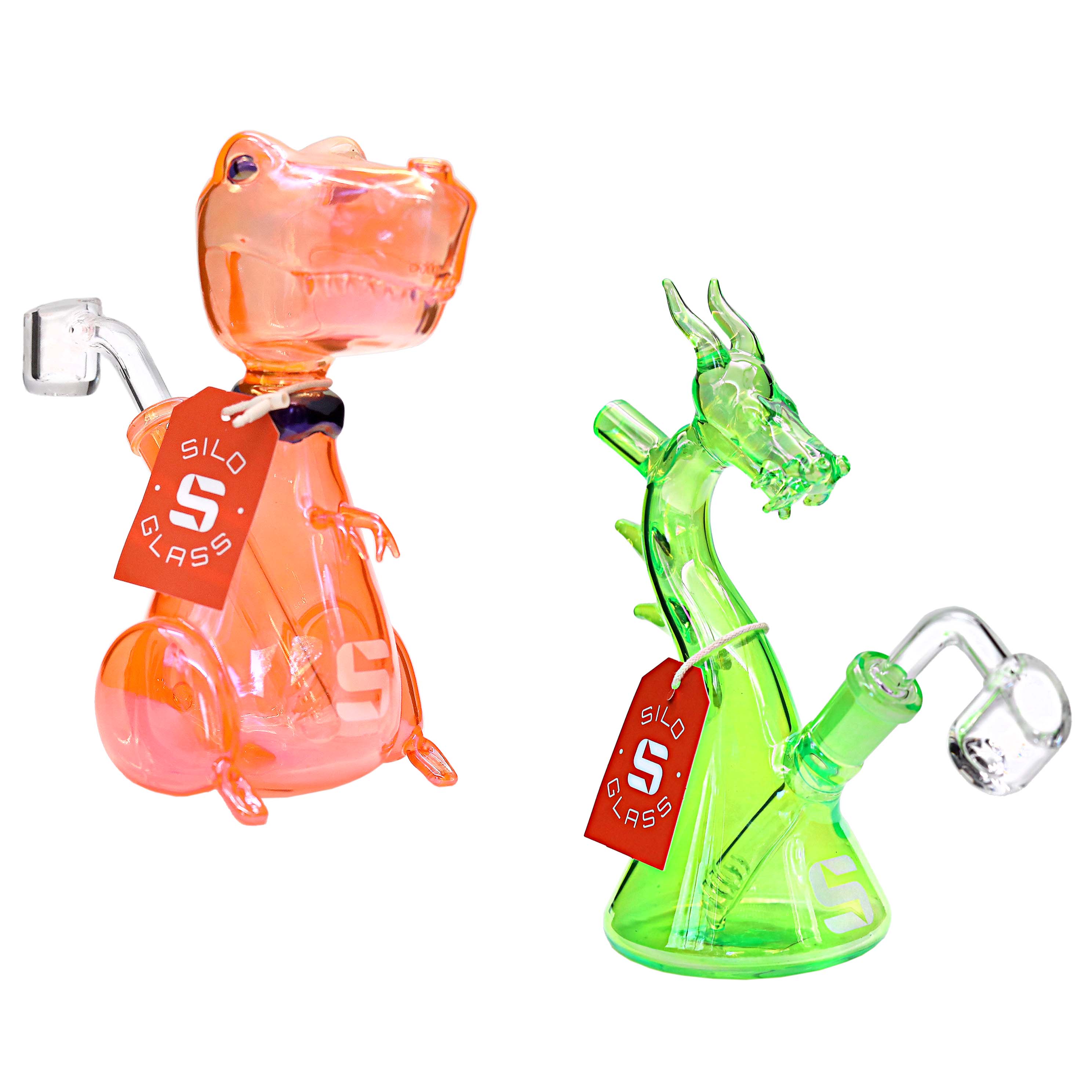 Silo Glass Gold Fumed Dino Waterpipe (SILO 100) | 7 inch | Assorted Colors - image 1 of 2